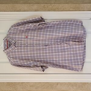 Cinch Men's Plaid Short Sleeve Button Down 100% Cotton Shirt Purple XXL